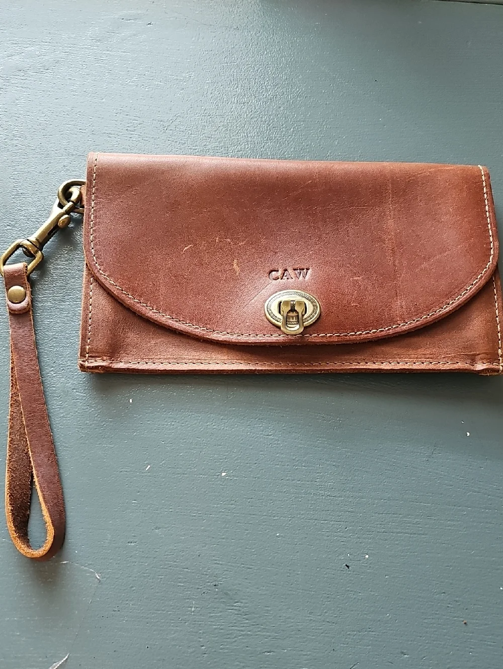 Holtz Leather Co‎ Brown Leather Wristlet Clutch Womens Size OS Handcrafted USA